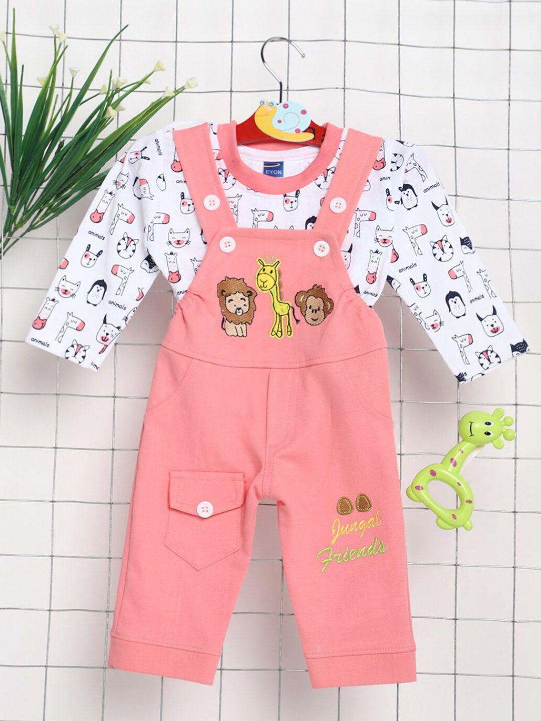 v-mart-infants-kids-conversational-printed-cotton-t-shirt-with-dungarees