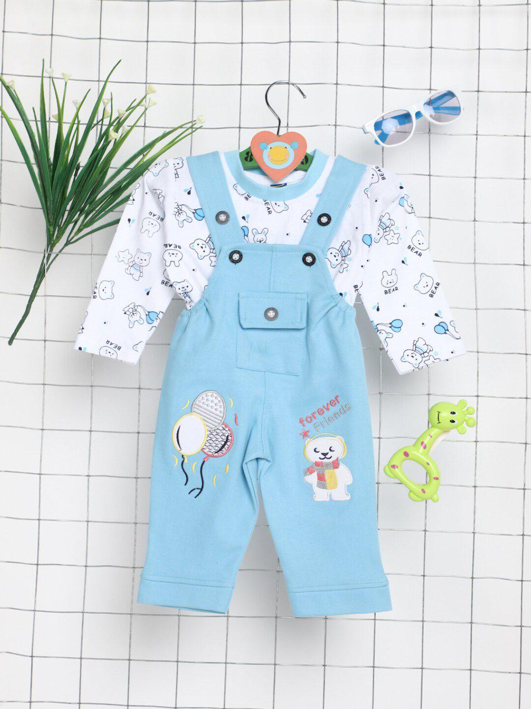 v-mart-infants-kids-conversational-printed-cotton-t-shirt-with-dungarees
