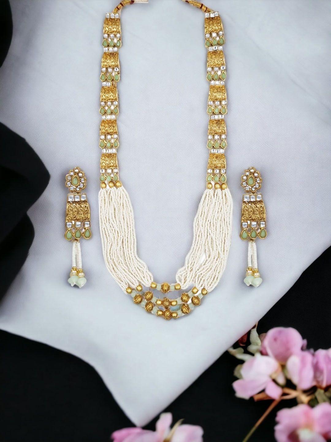 Anouk Gold Plated Kundan Stone Studded & Beaded Jewellery Set