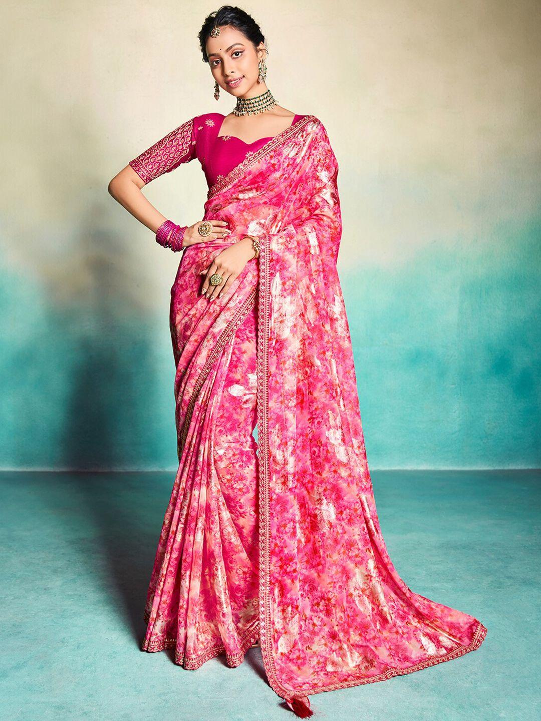 saree-mall-floral-printed-pure-georgette-leheriya-sarees