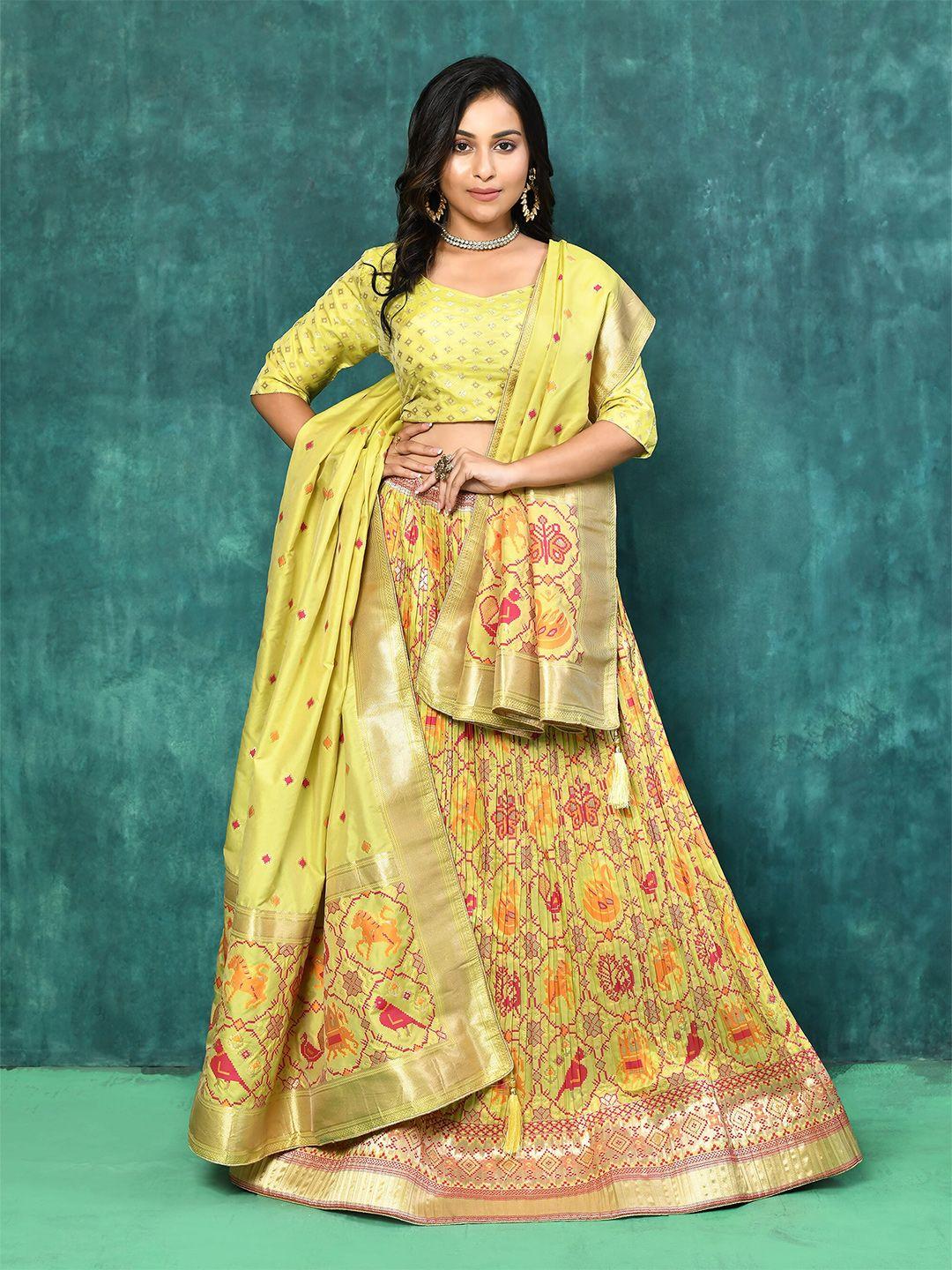 elora Foil Print Ready to Wear Lehenga & Unstitched Blouse With Dupatta