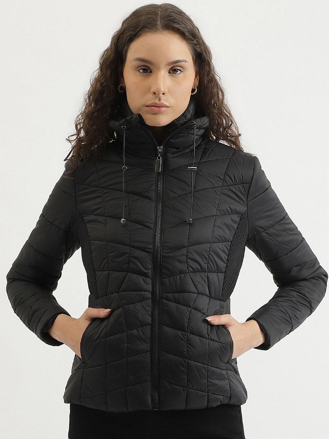 United Colors of Benetton Women Black Quilted Jacket