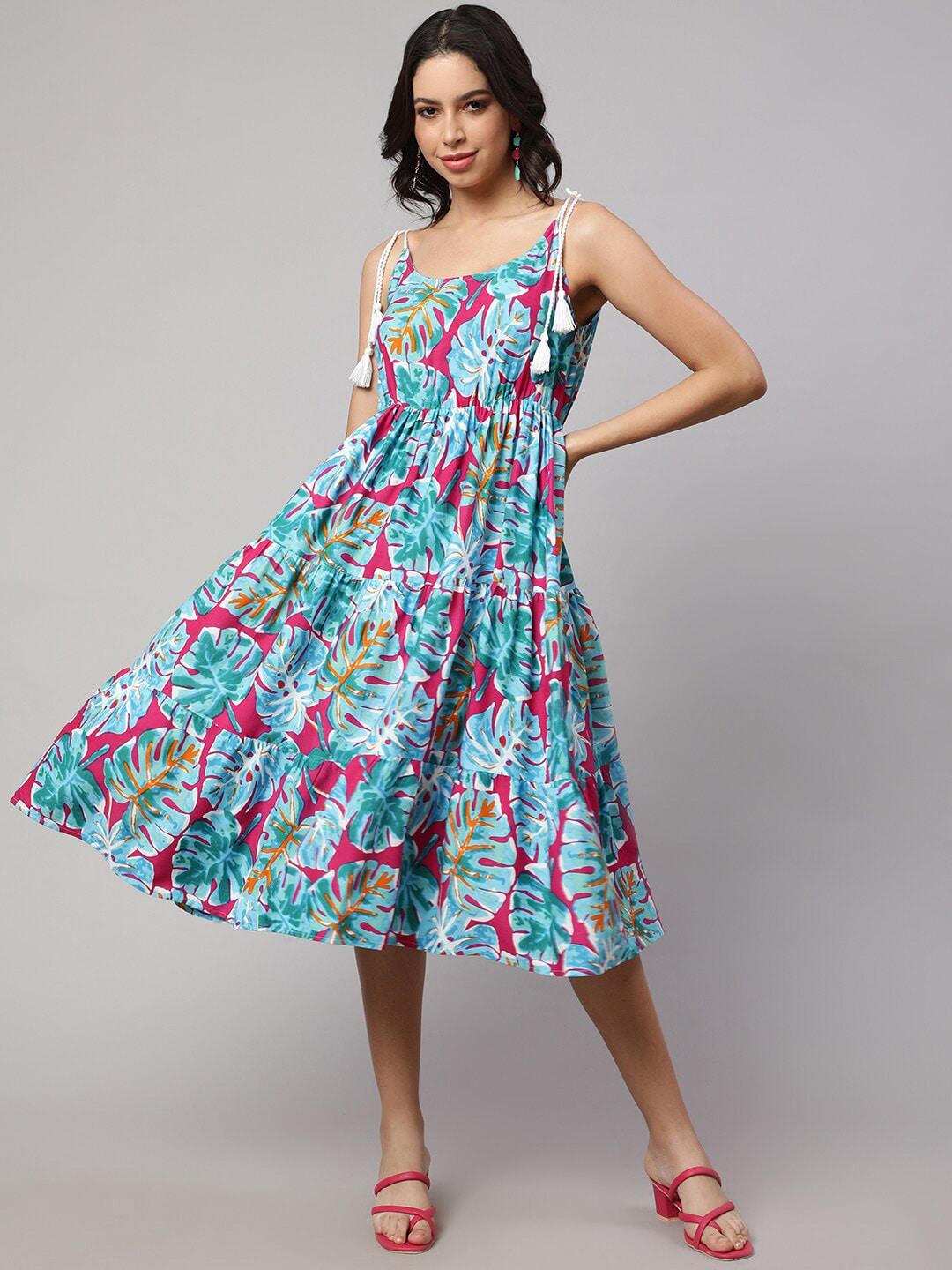 sak-jaipur-floral-printed-cotton-fit-&-flare-midi-dress