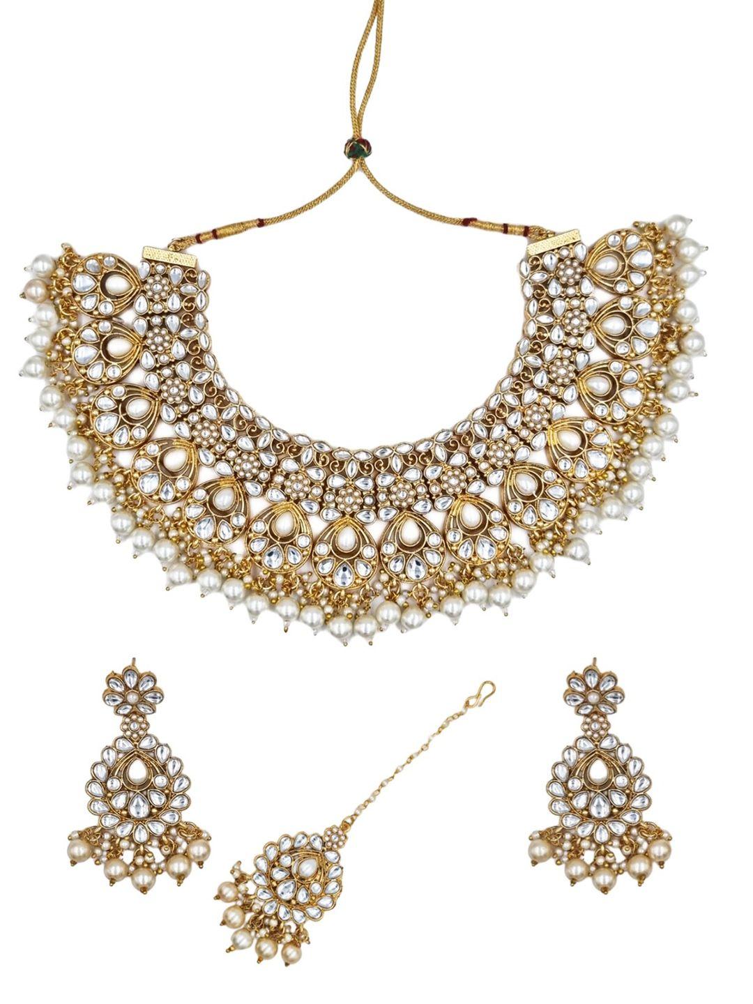 Anouk Gold-Plated Kundan-Studded & Beaded Jewellery Set