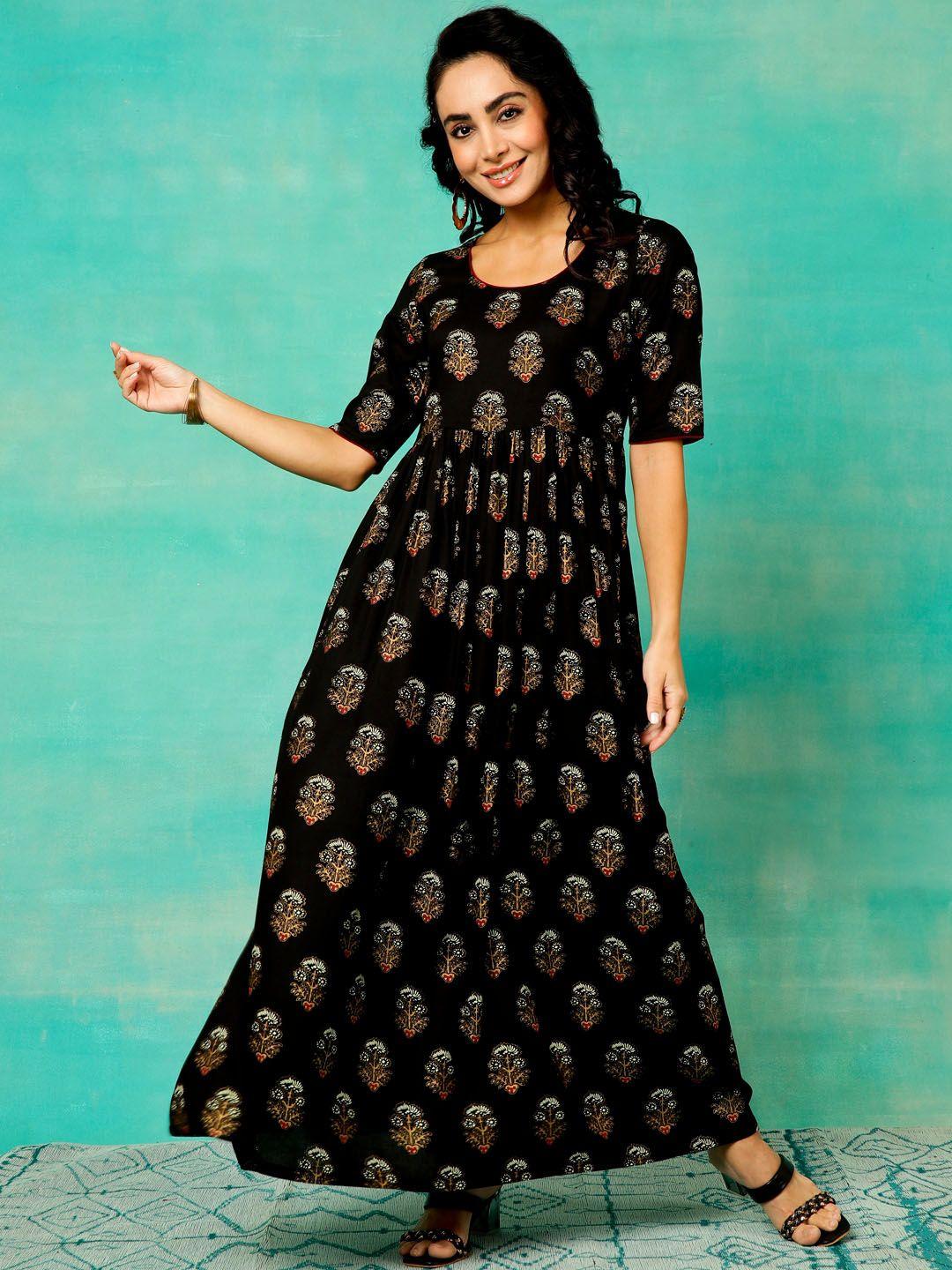 anouk-ethnic-motif-printed-fit-&-flare-dress