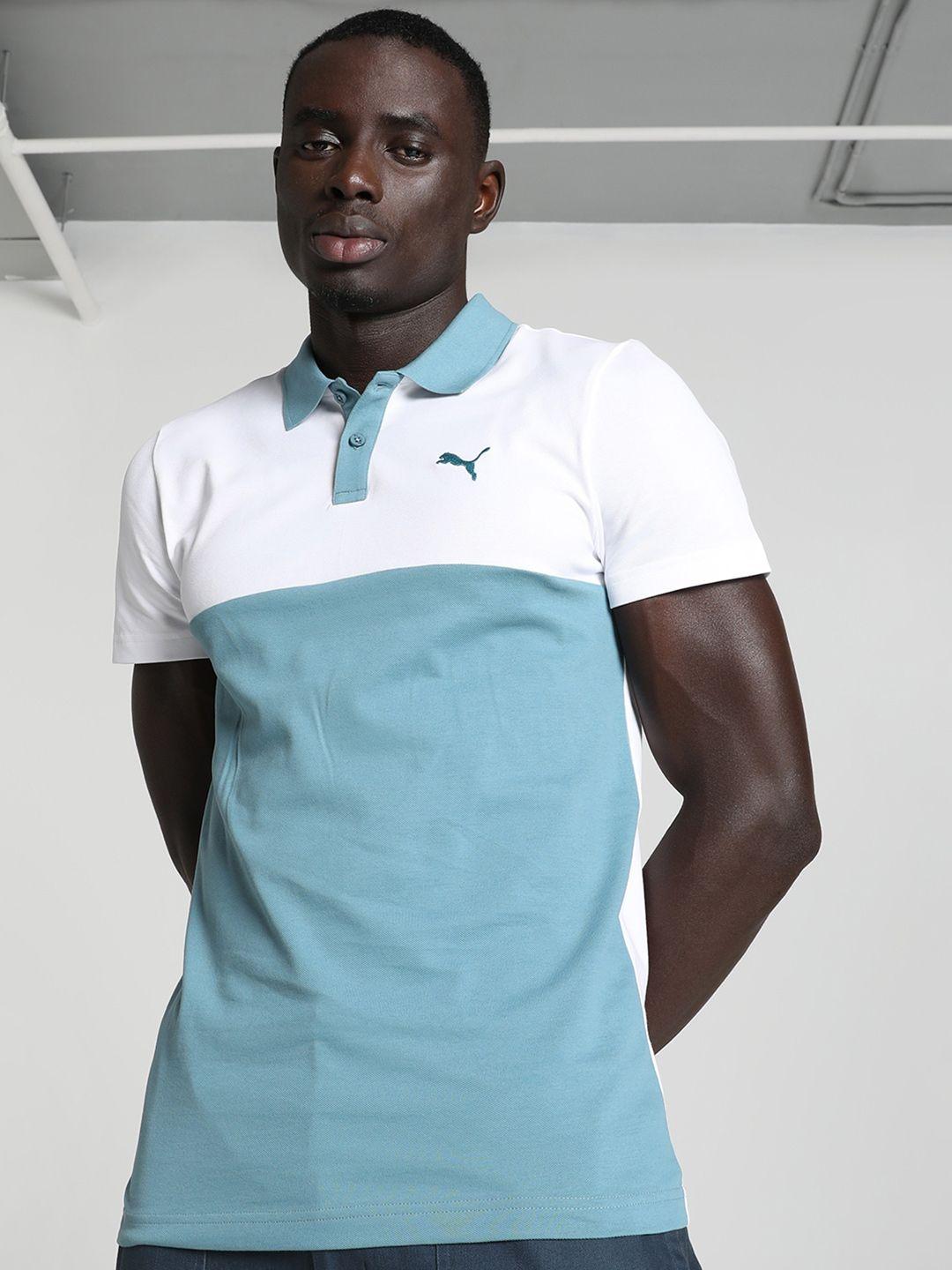 Puma Colorblocked Polo Collar Slim Fit Cotton T-shirt