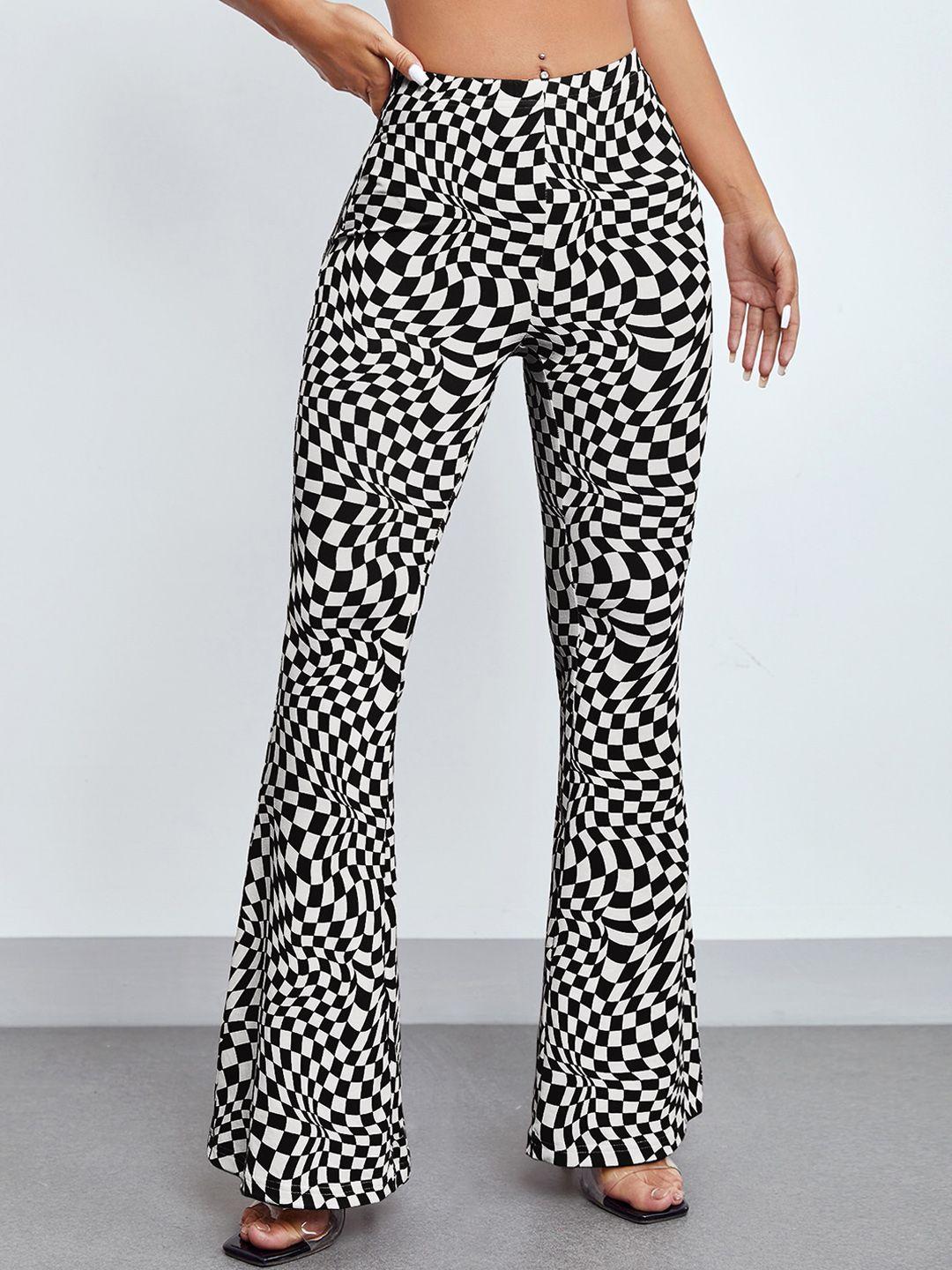 baesd-women-checked-slim-fit-smart-wrinkle-free-bootcut-trousers