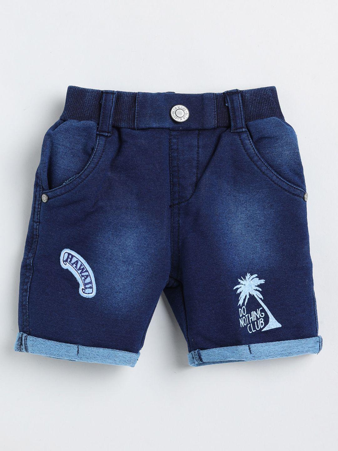 Olio Kids Boys Mid-Raise Regular Fit Cotton Washed Denim Shorts