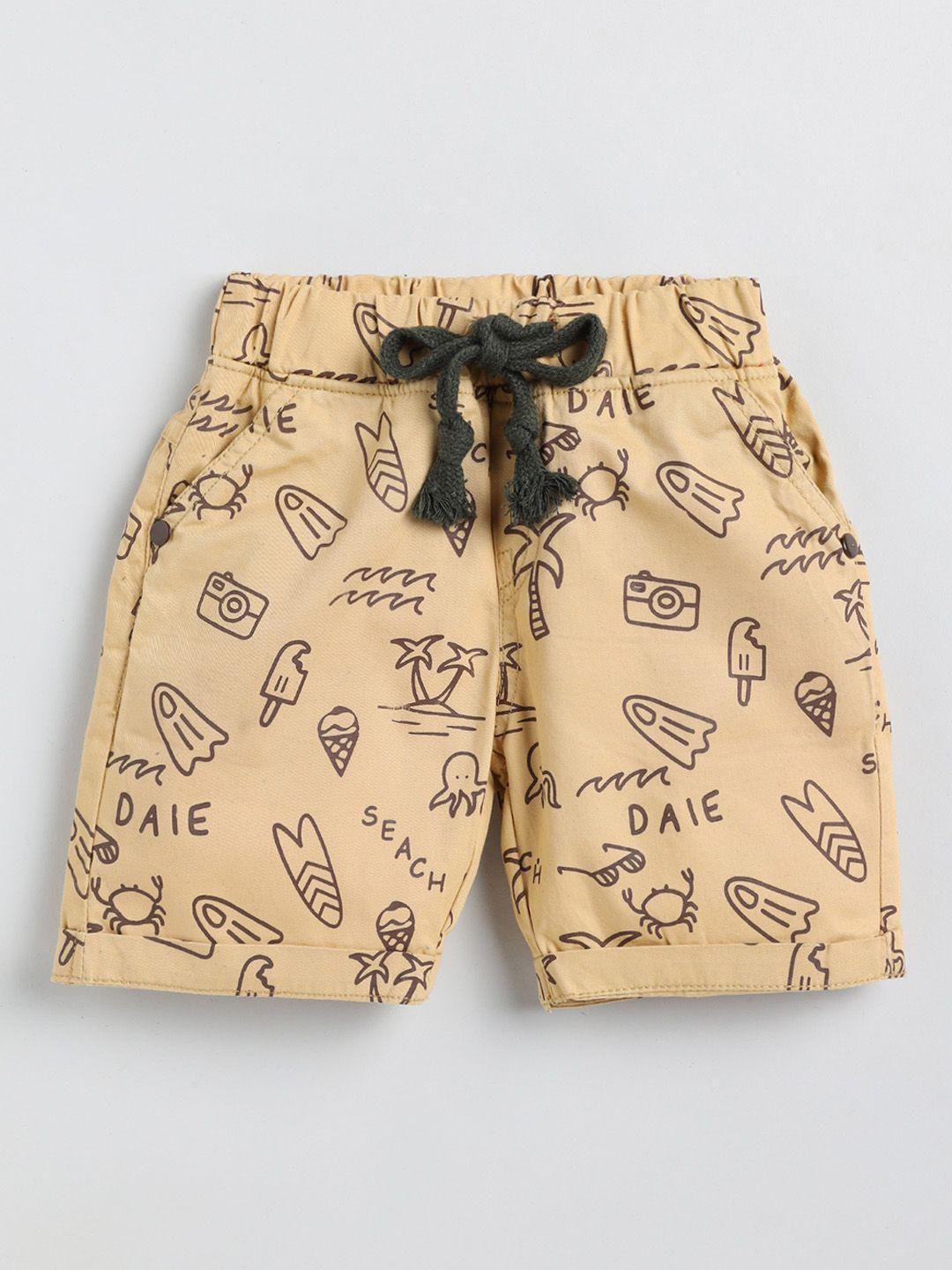 Olio Kids Boys Conversational Printed Mid-Raise Regular Fit Cotton Shorts