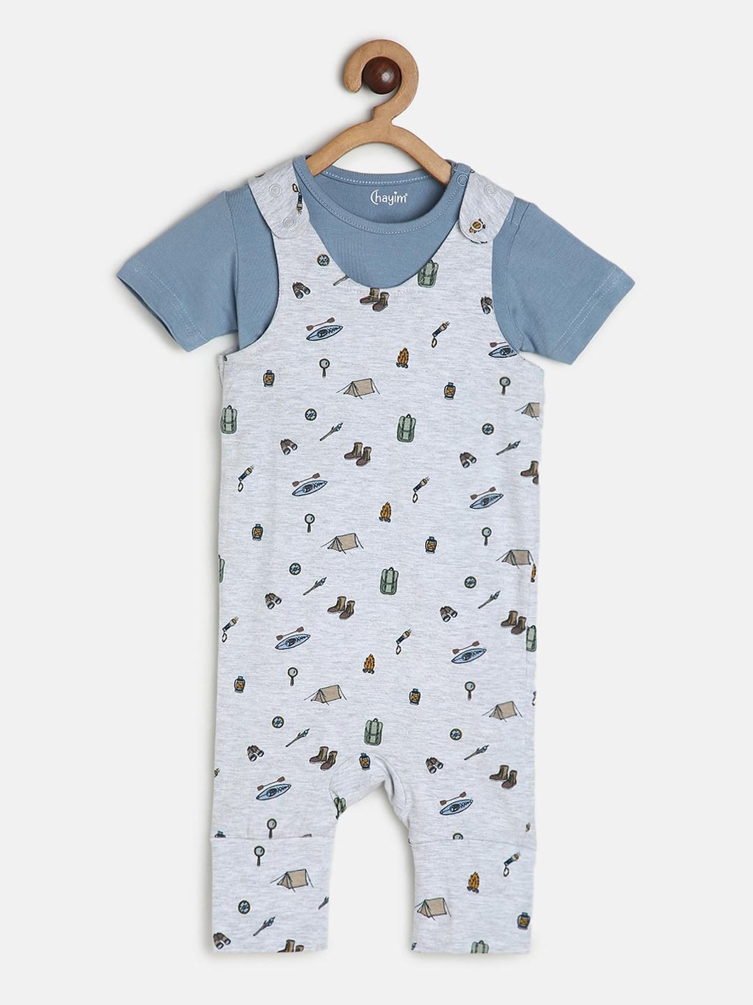 CHAYIM Infants Graphic Printed Cotton Dungaree With T-Shirt