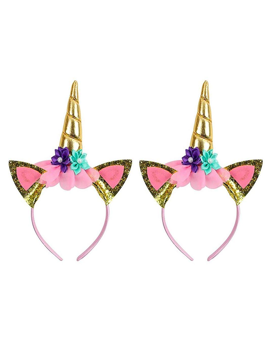 ANNA CREATIONS Girls Pink & Blue Set of 2 Hairband