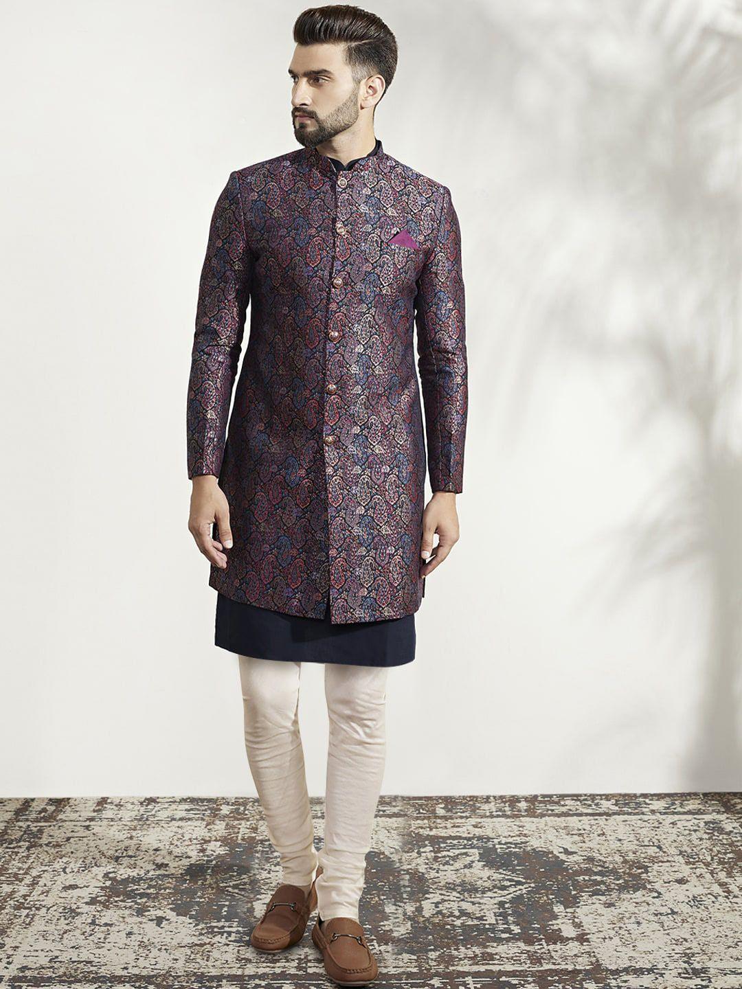 kisah-self-design-mandarin-collar-sherwani-churidar-seet