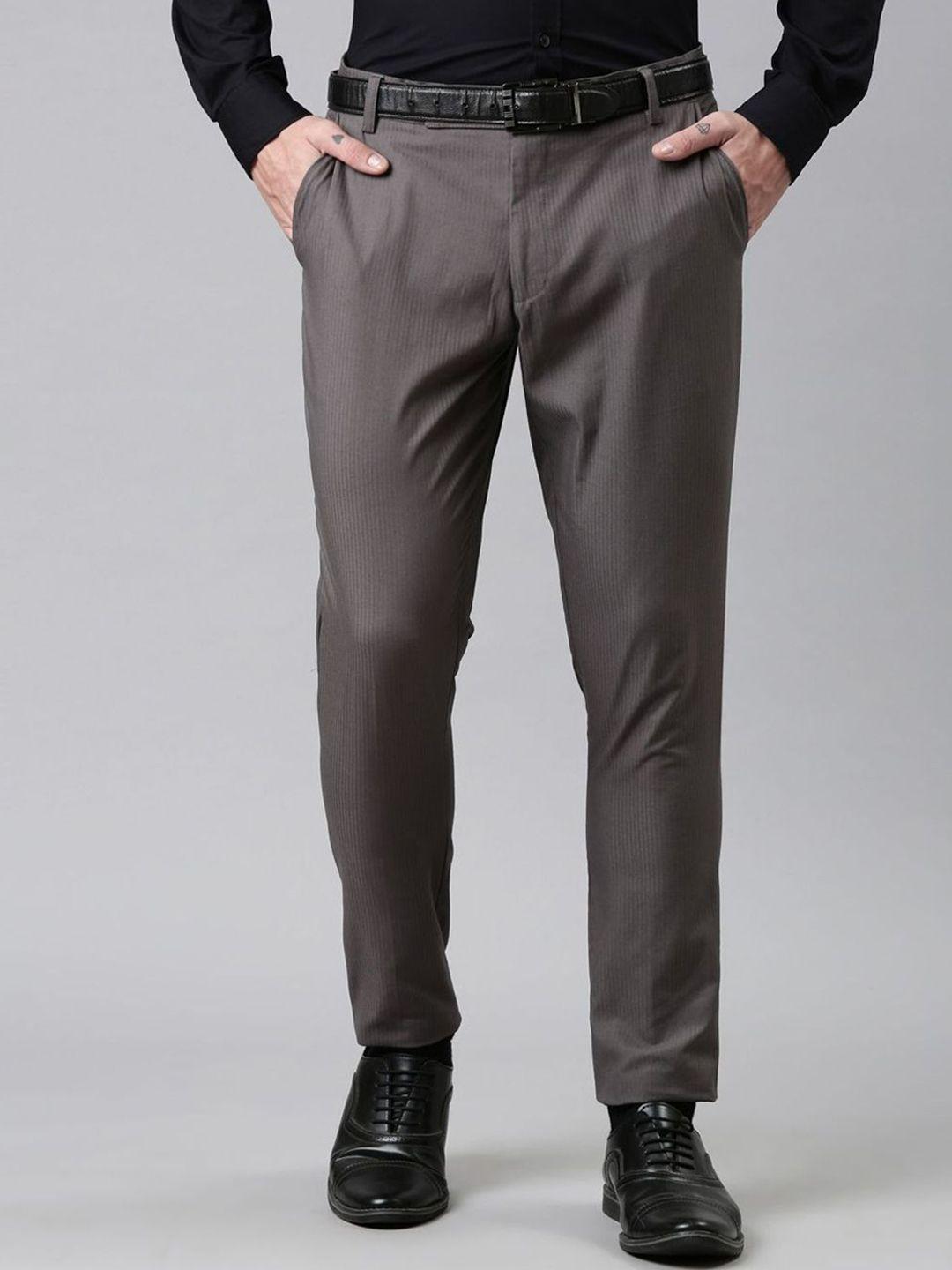 Kryptic Men Grey Smart Pleated Trousers
