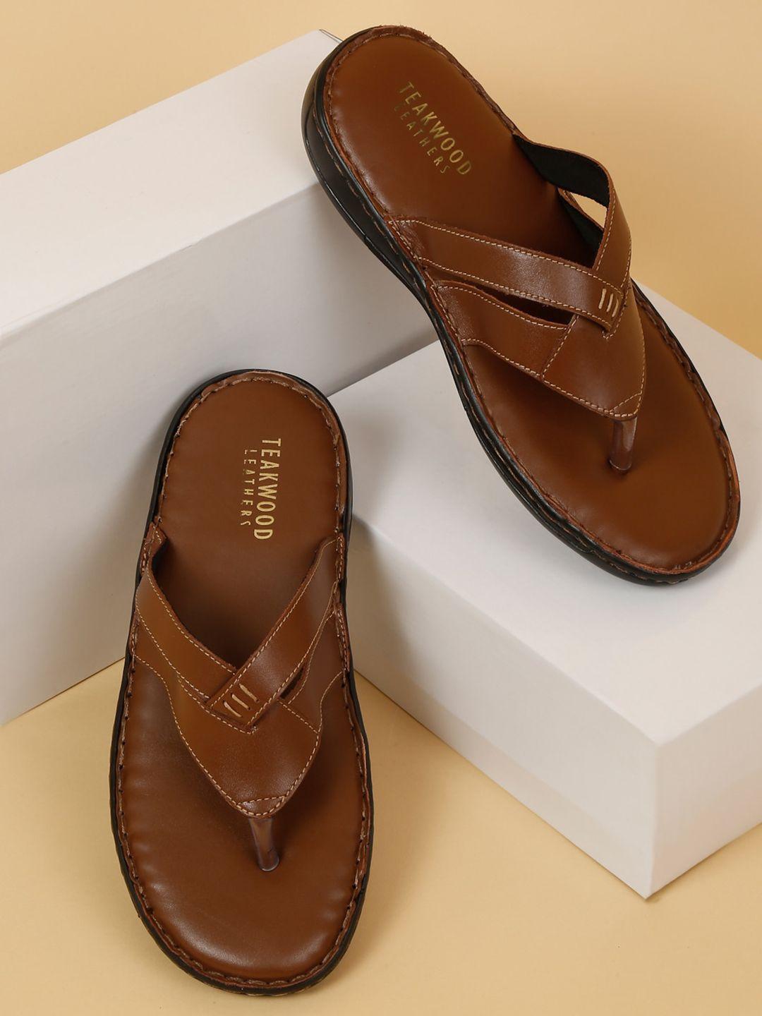 Teakwood Leathers Men Textured Leather Comfort Sandals