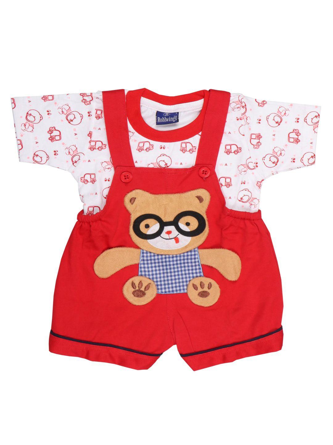baesd-infants-graphic-detail-pure-cotton-dungarees-with-printed-t-shirt