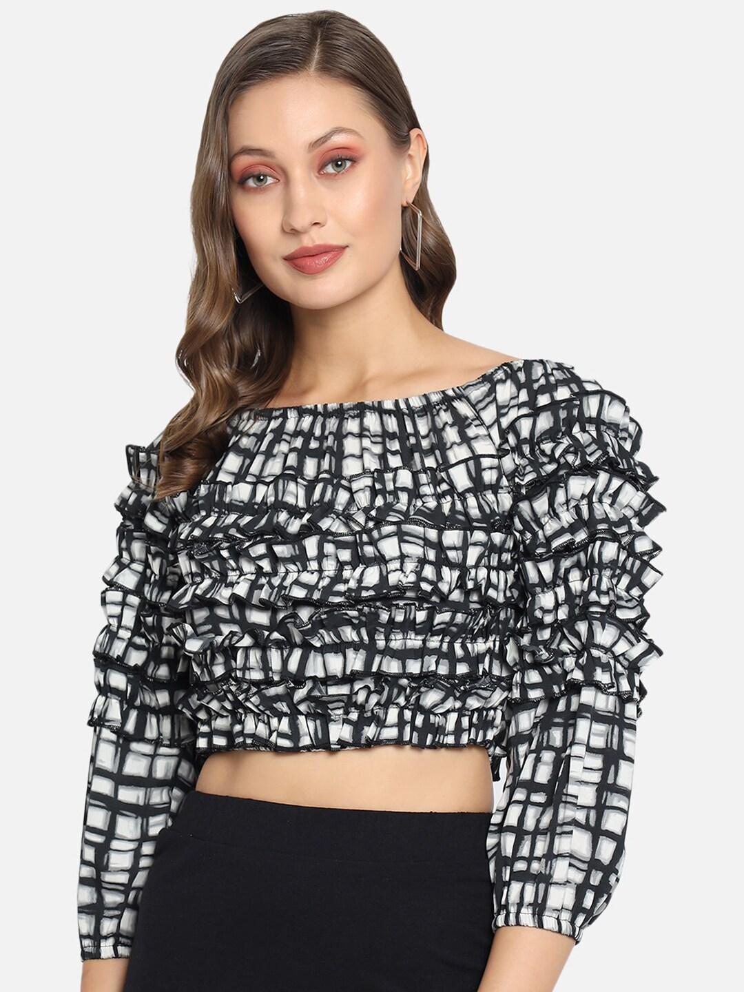trend-arrest-abstract-printed-ruffled-crepe-crop-top