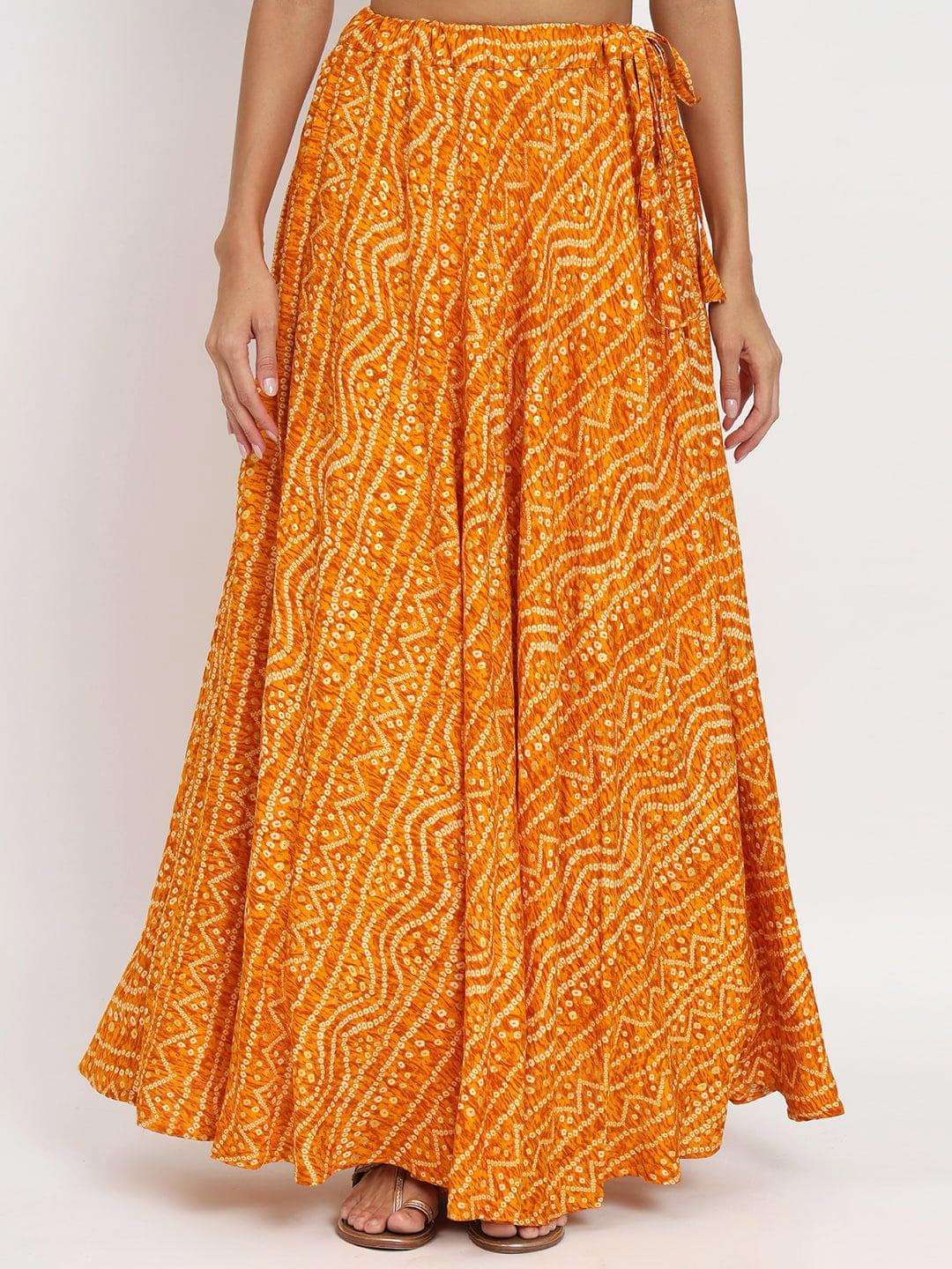 studio rasa Bandhani Printed Flared Maxi Skirt