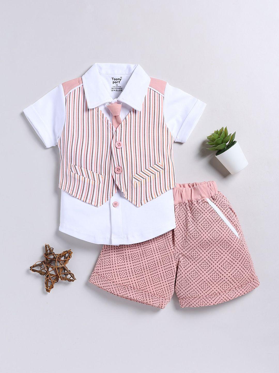 Toonyport Kids Striped Shirt Collar Pure Cotton Clothing Set