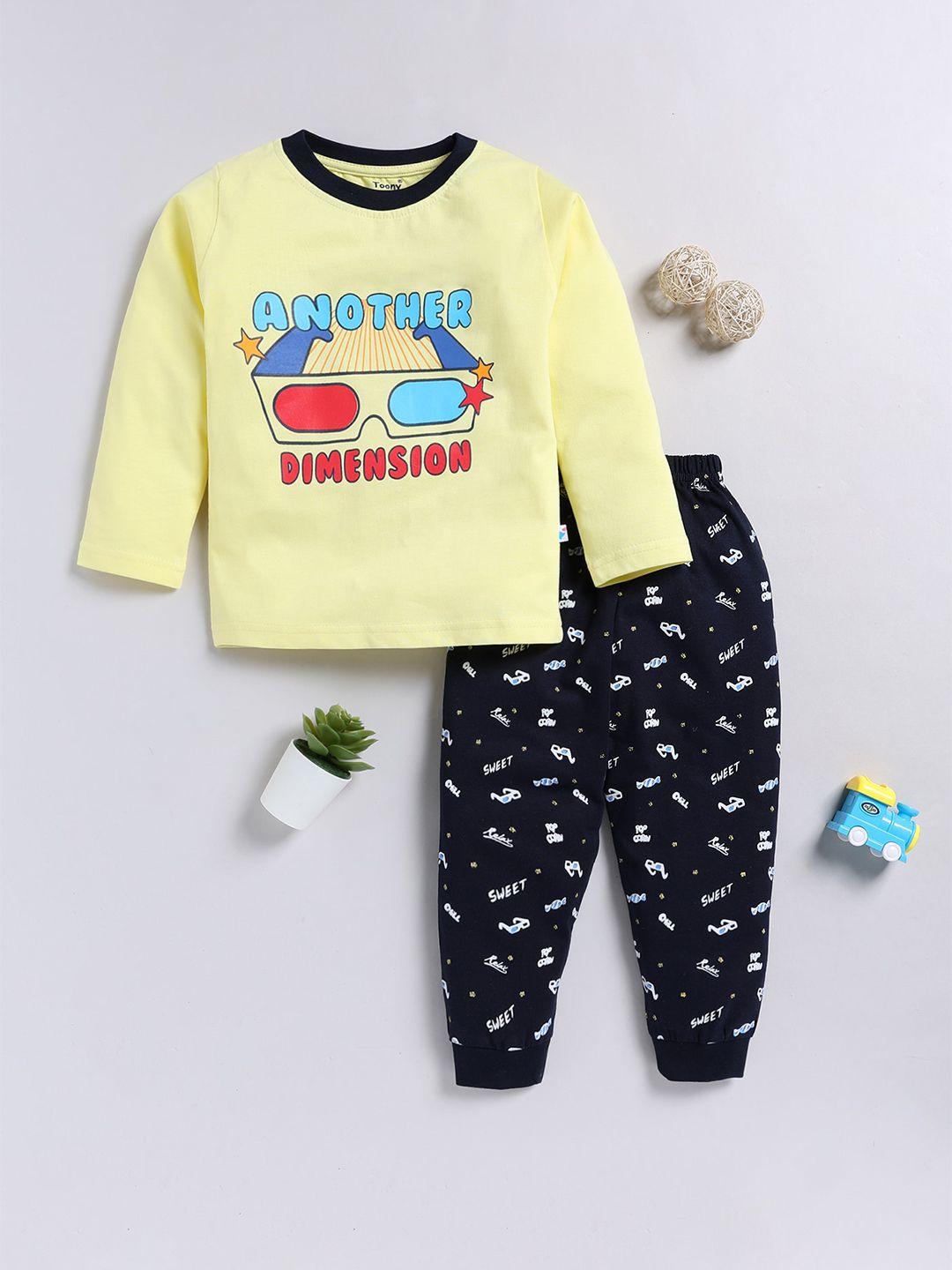Toonyport Boys Yellow & Black Printed Top with Trousers