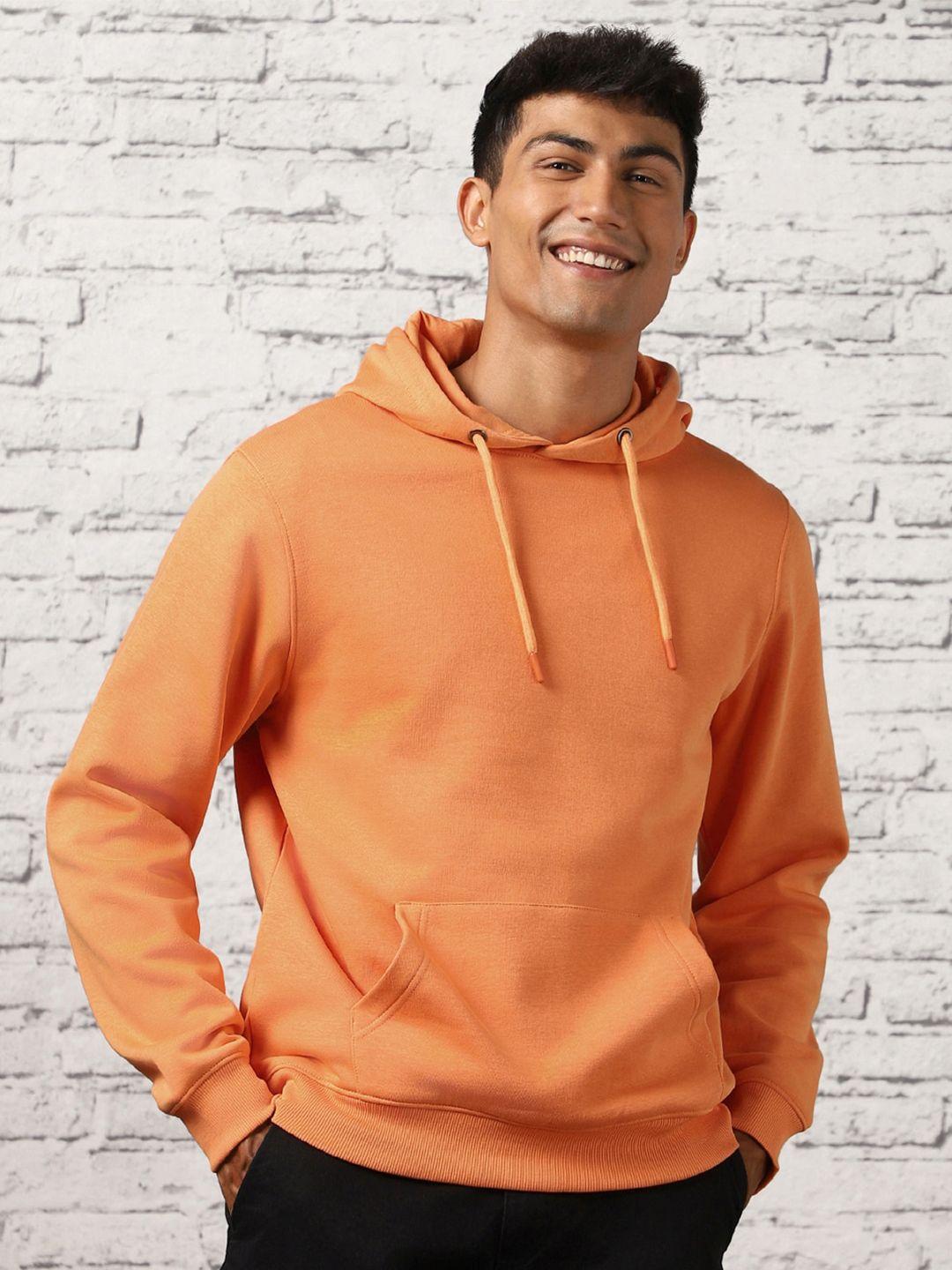 NOBERO Men Orange Hooded Sweatshirt