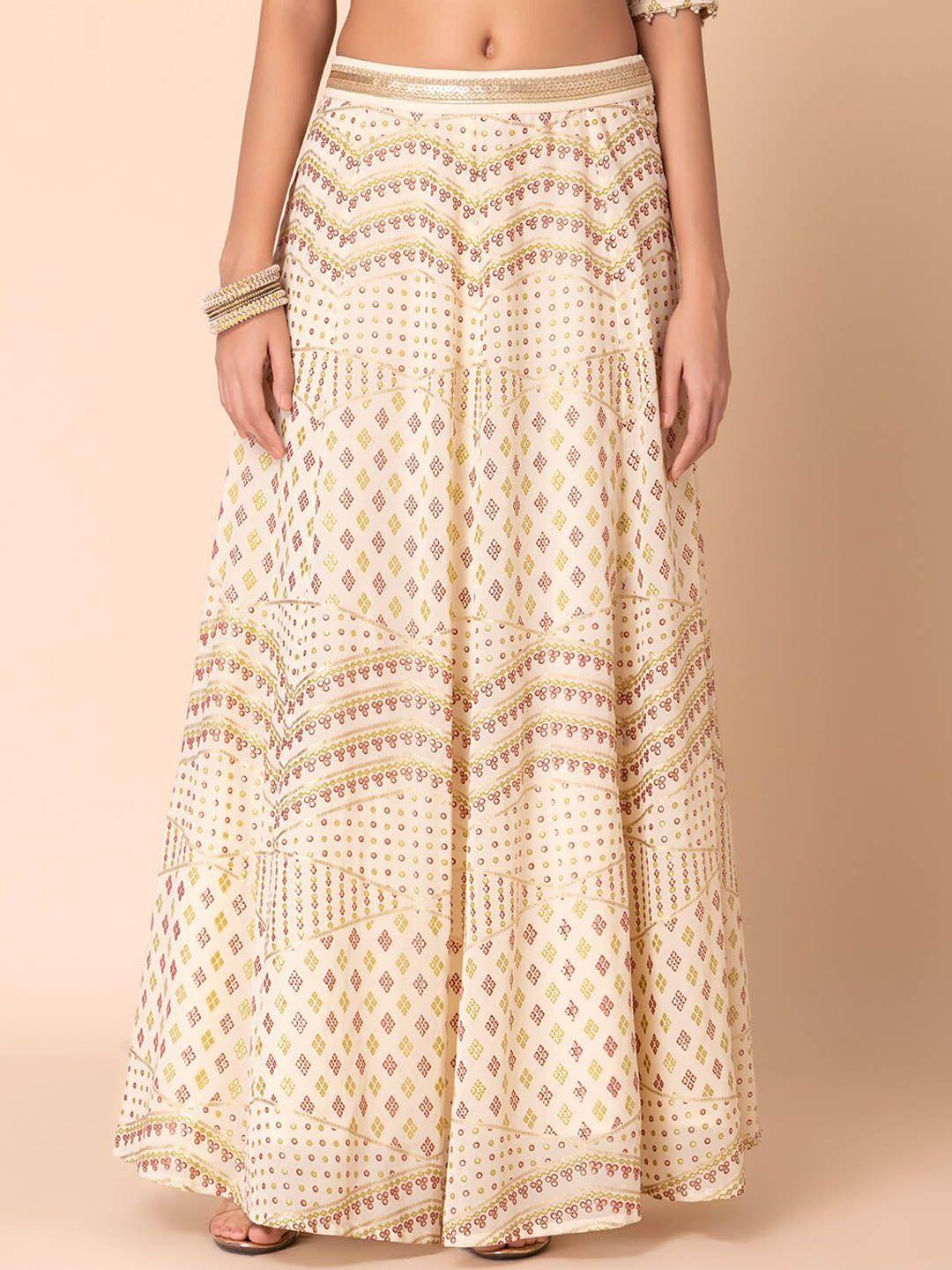 indya-ethnic-motif-foil-printed-flared-skirt