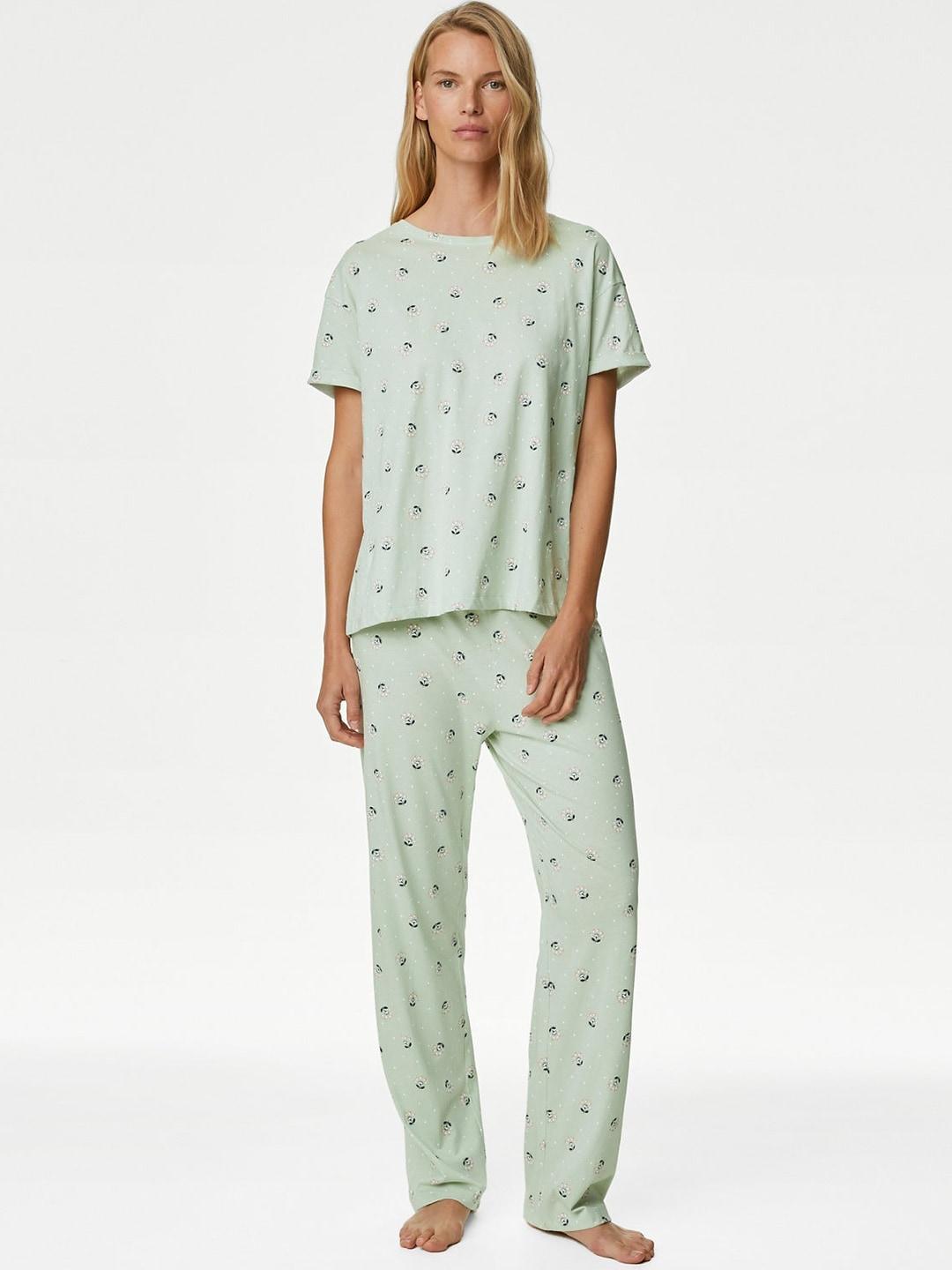 Marks & Spencer Floral Printed Pure Cotton Night suit