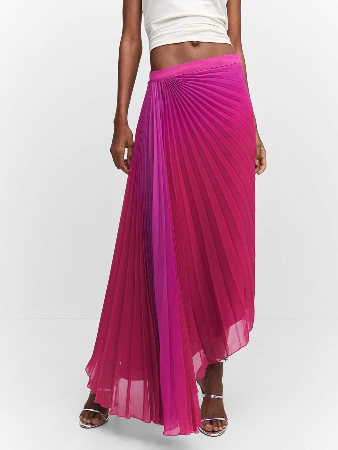 mango-ombre-printed-accordion-pleated-asymmetric-hem-a-line-midi-skirt