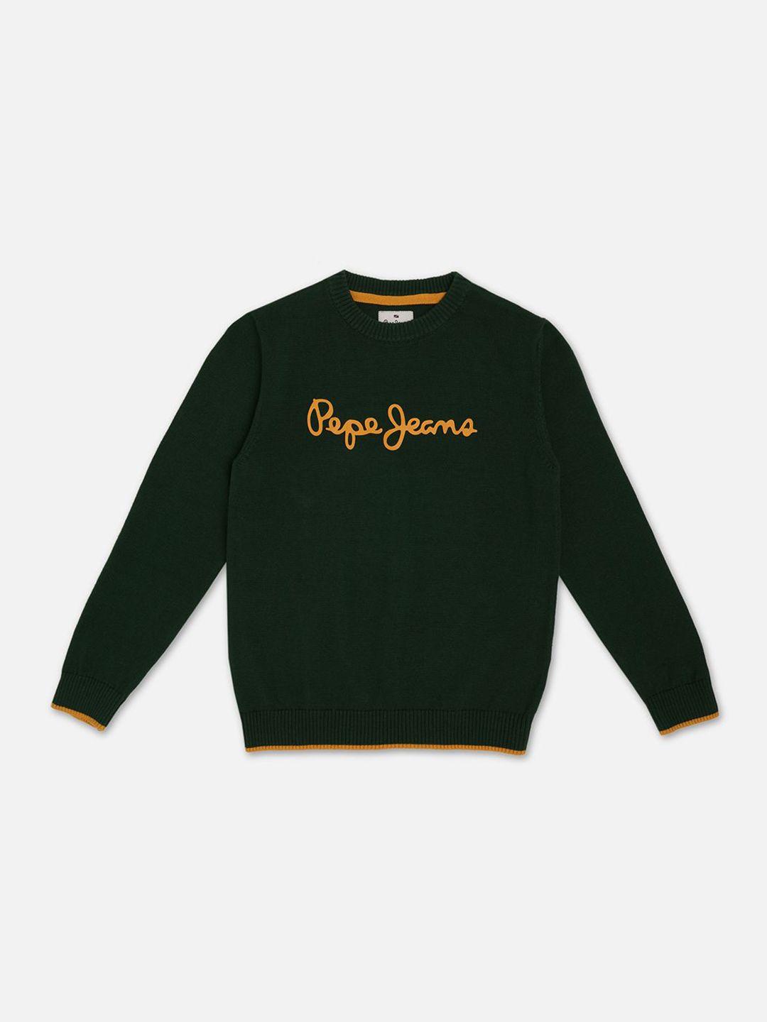 Pepe Jeans Boys Brand Logo Printed Round Neck Cotton Pullover Sweater