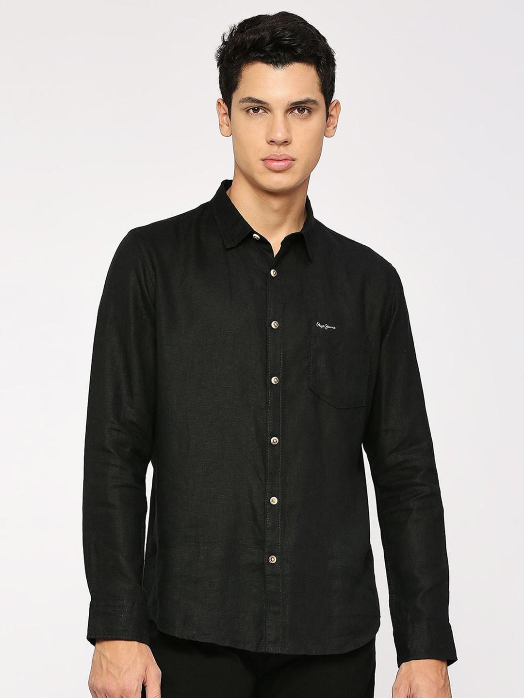 pepe-jeans-spread-collar-long-sleeves-linen-casual-shirt