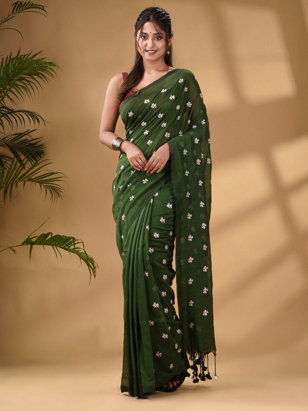 Arhi Floral Embroidered Pure Cotton Saree