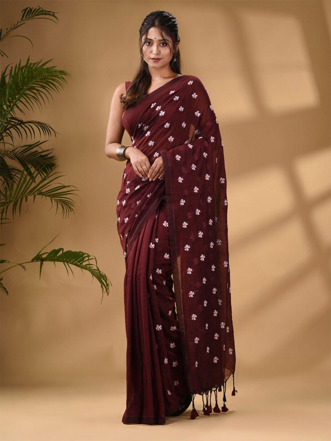 Arhi Floral Embroidered Pure Cotton Saree