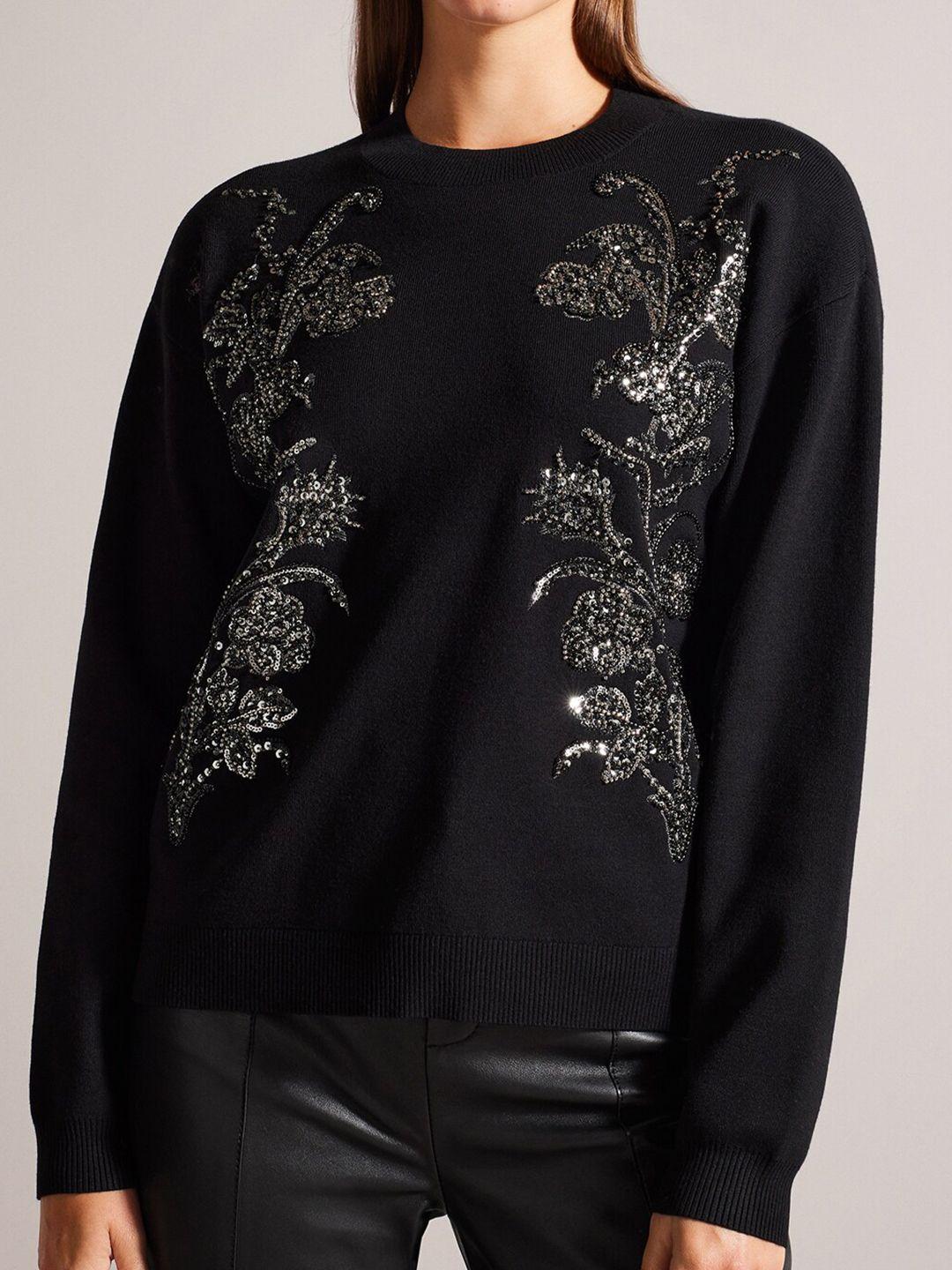 ted-baker-embroidered-round-neck-long-sleeves-embellished-pullover-sweaters