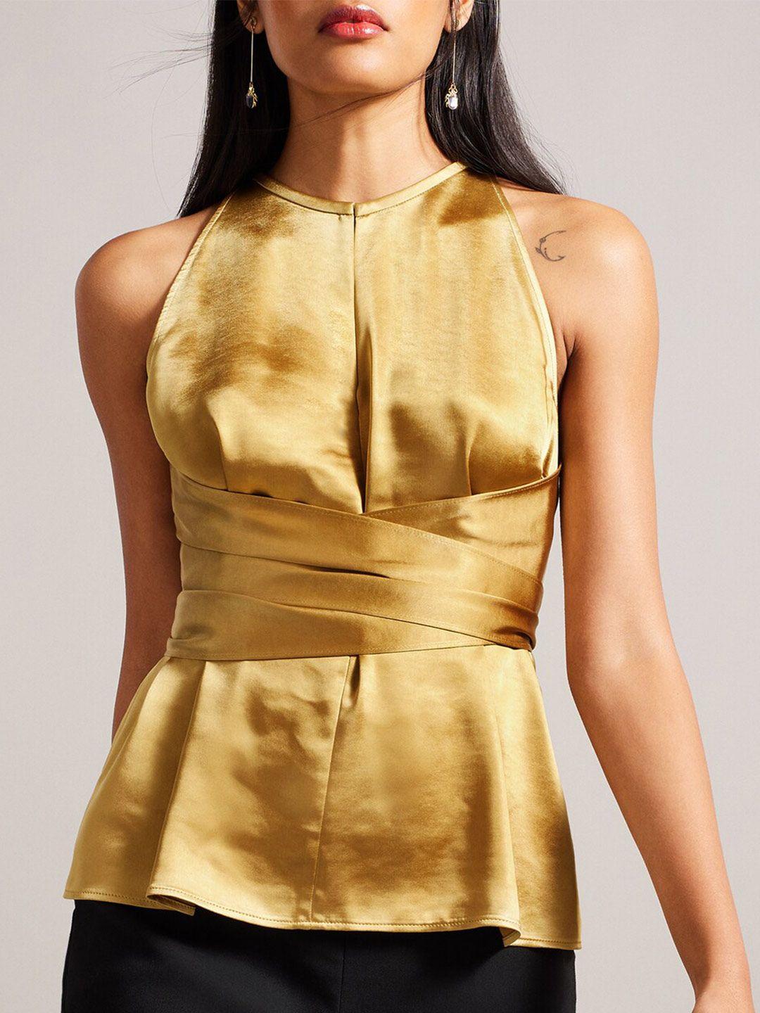 ted-baker-round-neck-sleeveless-pleated-a-line-top
