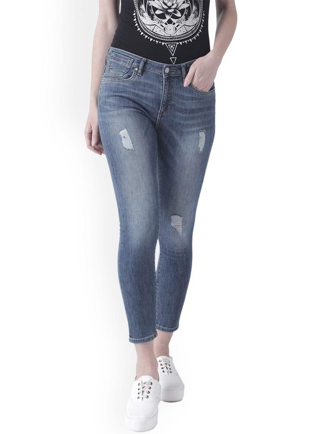 Fusion Beats Women Mildly Distressed Heavy Fade Stretchable Cotton Jeans