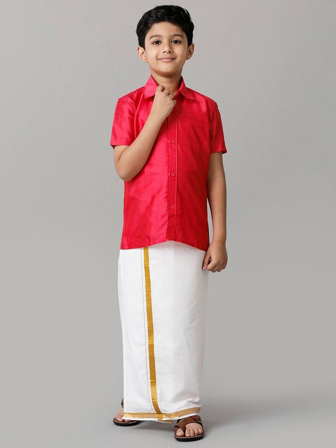 Ramraj Boys Shirt With Adjustable Veshti Clothing Set