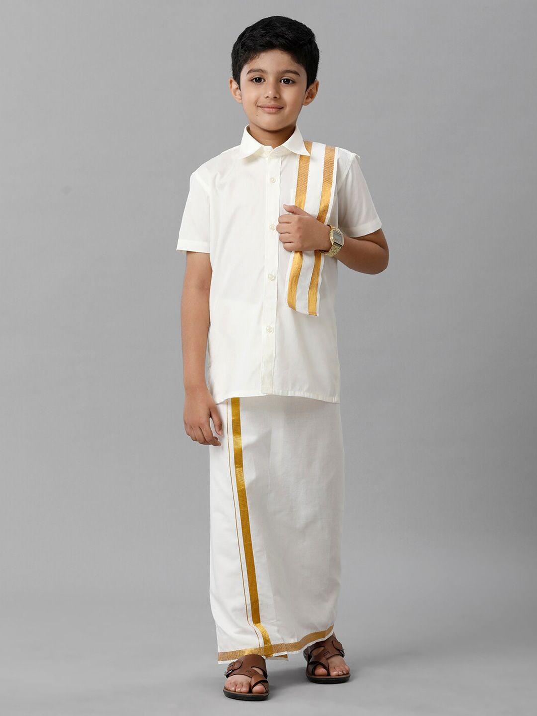 Ramraj Boys Shirt With Veshti & Angavastra Clothing Set