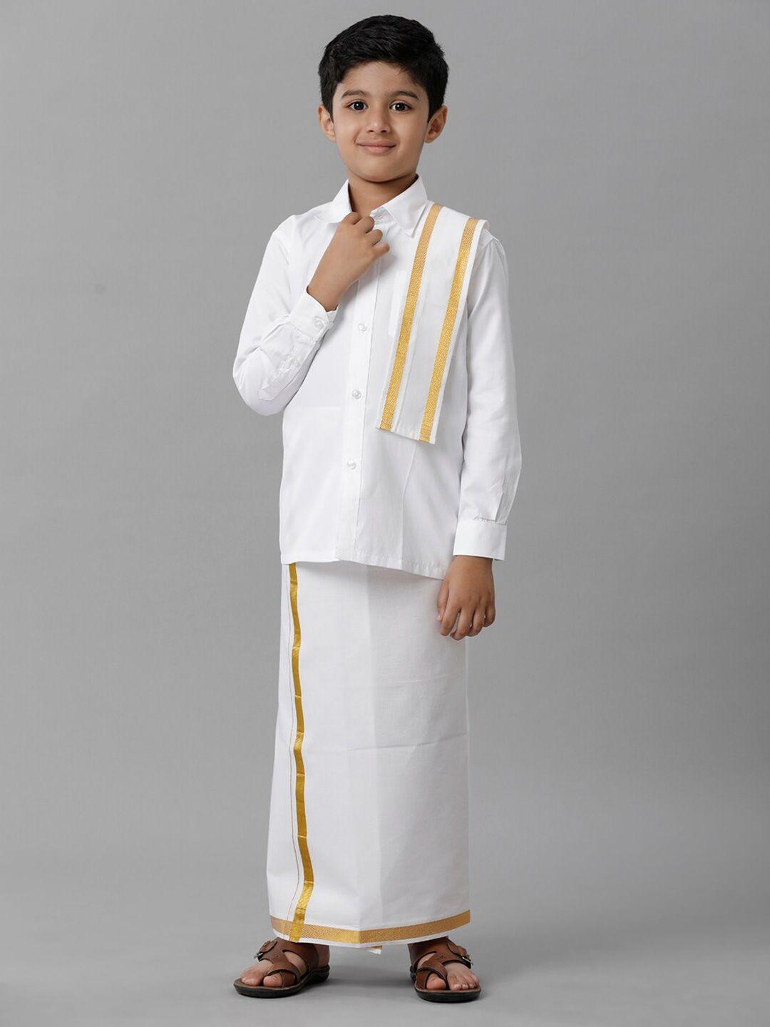 Ramraj Boys Shirt With Veshti & Angavastra Clothing Set
