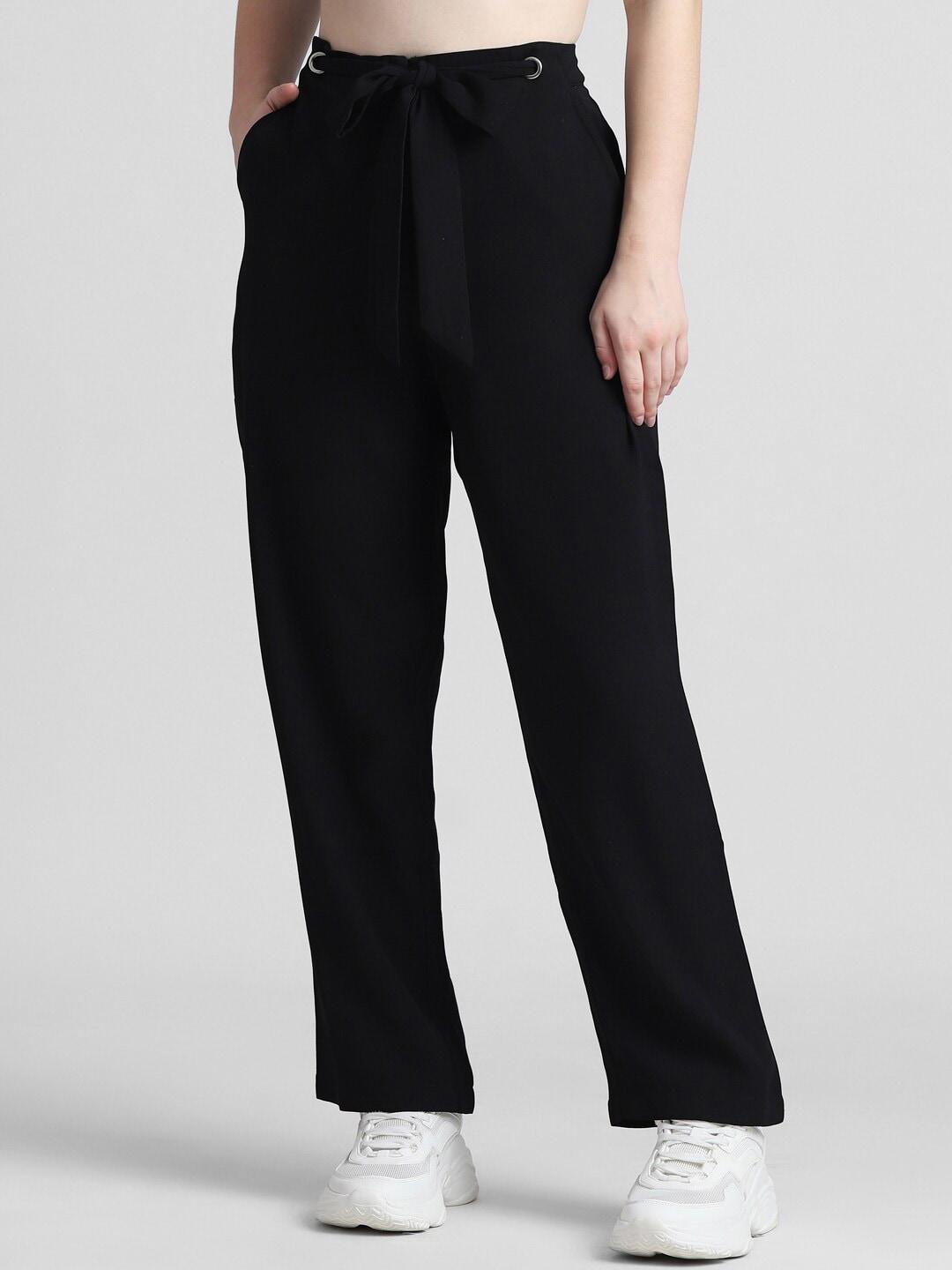 ONLY Women Loose Fit Belted High-Rise Trousers