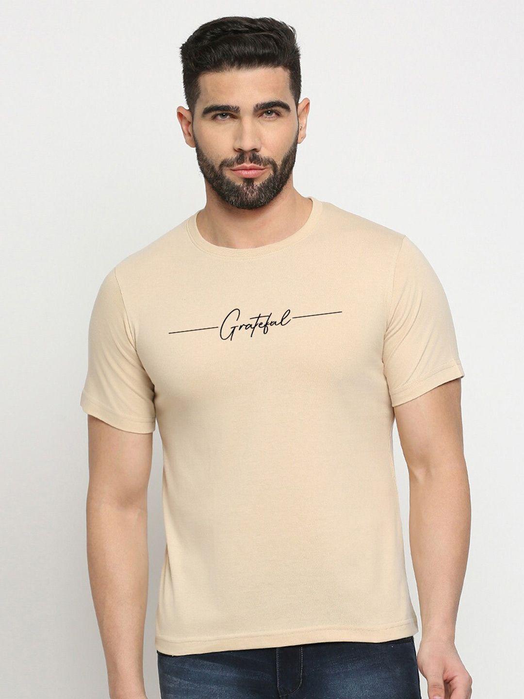 MOD ECRU Typography Printed Round Neck Cotton Casual T-shirt