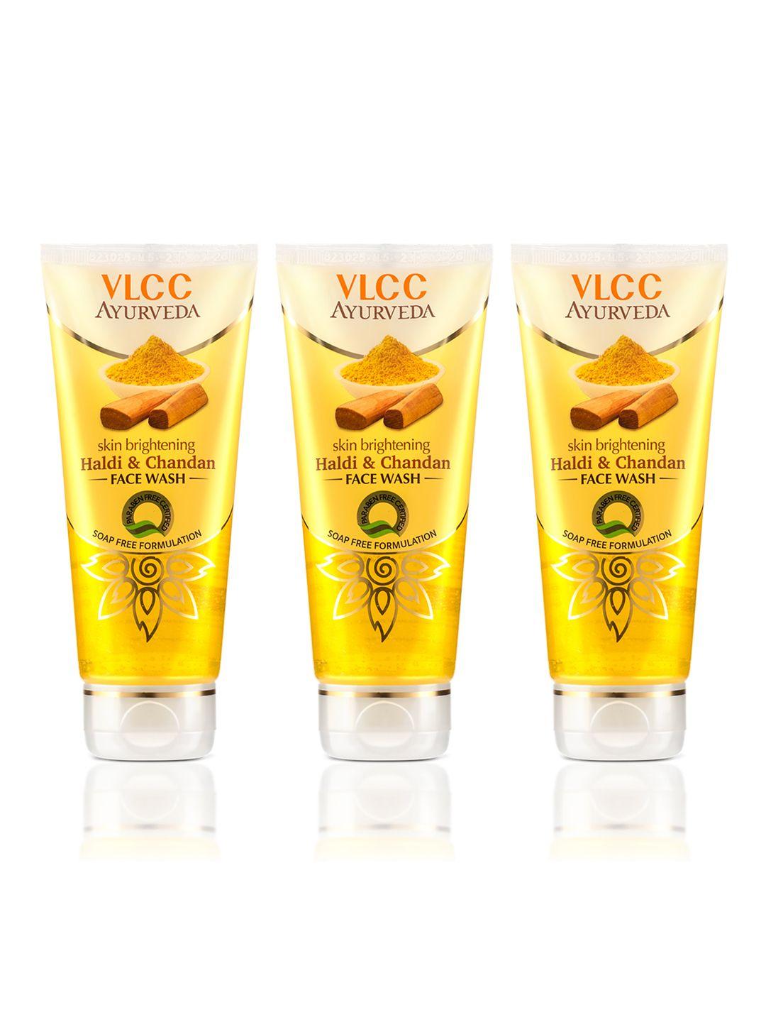 vlcc-set-of-3-ayurveda-skin-brightening-haldi-&-chandan-soap-free-face-wash---100ml-each