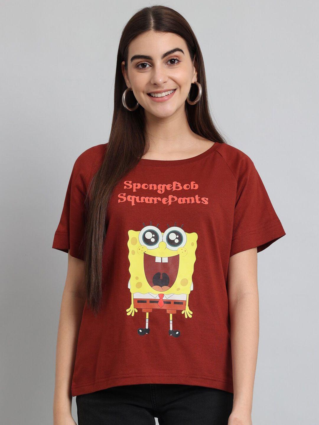 just-wow-sponge-bob-printed-raglan-sleeves-cotton-t-shirt