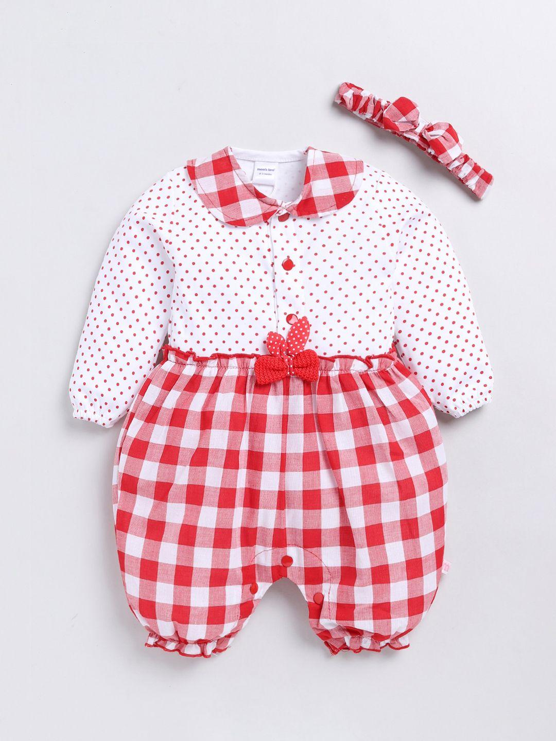 Moms Love Infant Girls Checked Cotton Rompers