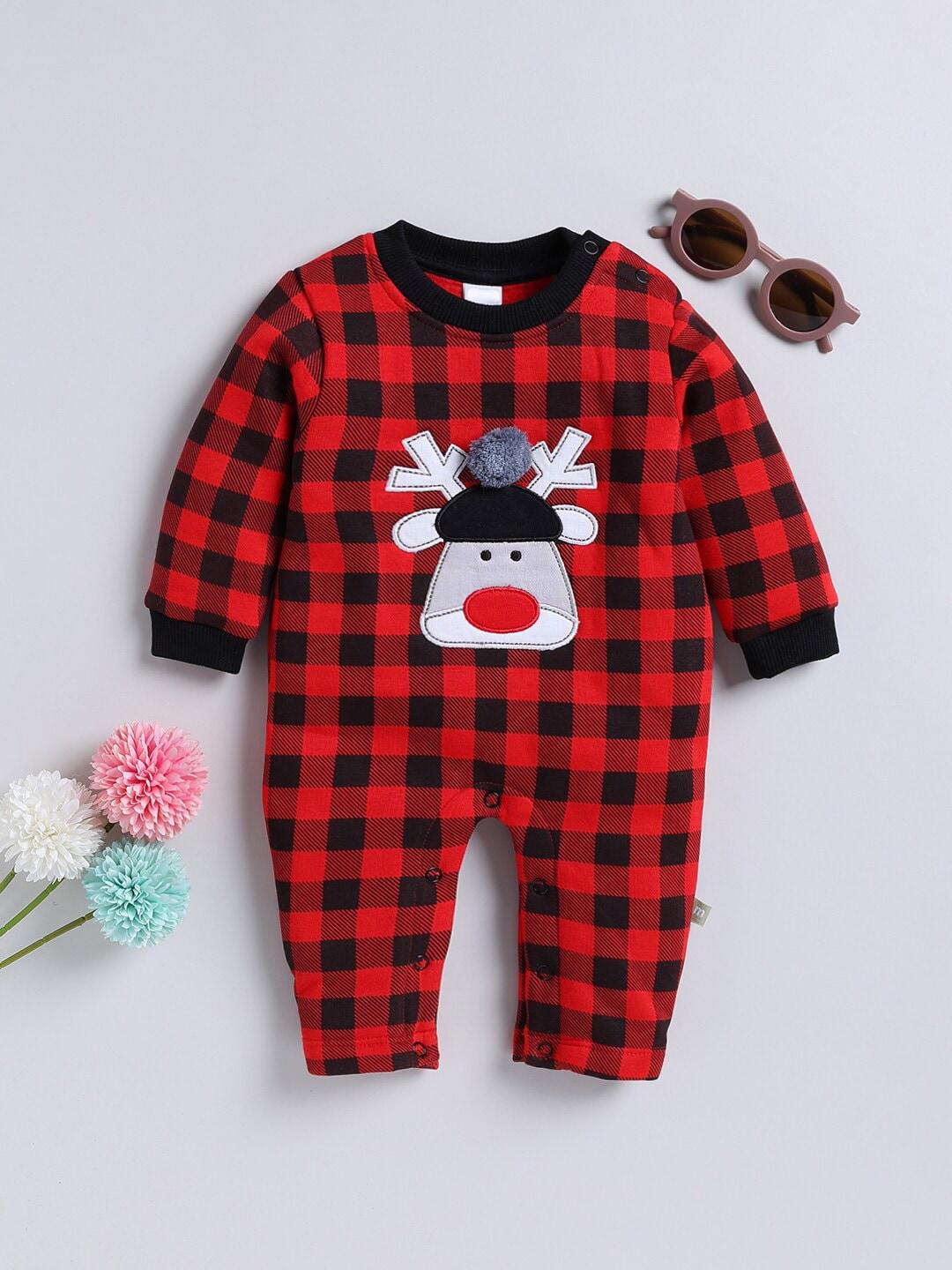 Moms Love Infants Checked Cotton Rompers