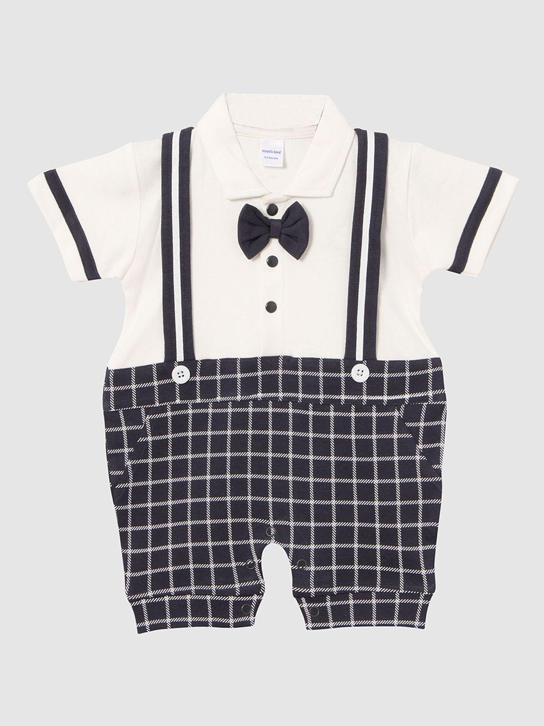 Moms Love Infant Boys Checked Cotton Rompers