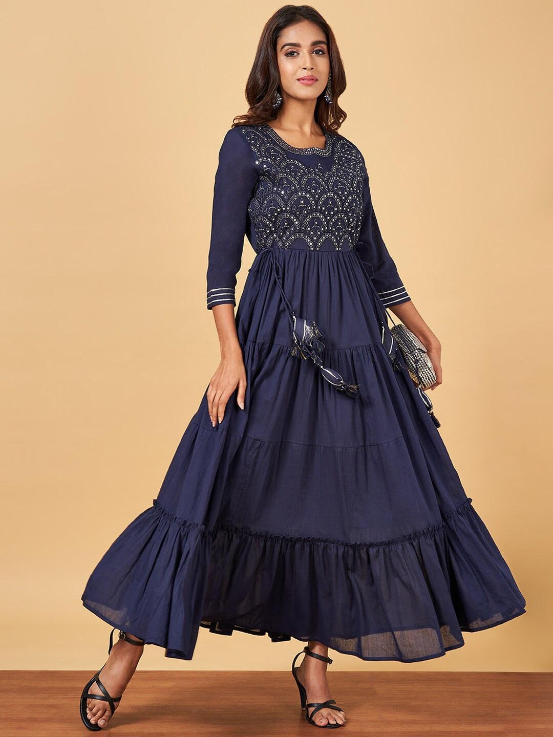 yu-by-pantaloons-embellished-pure-cotton-fit-&-flare-maxi-ethnic-dresses