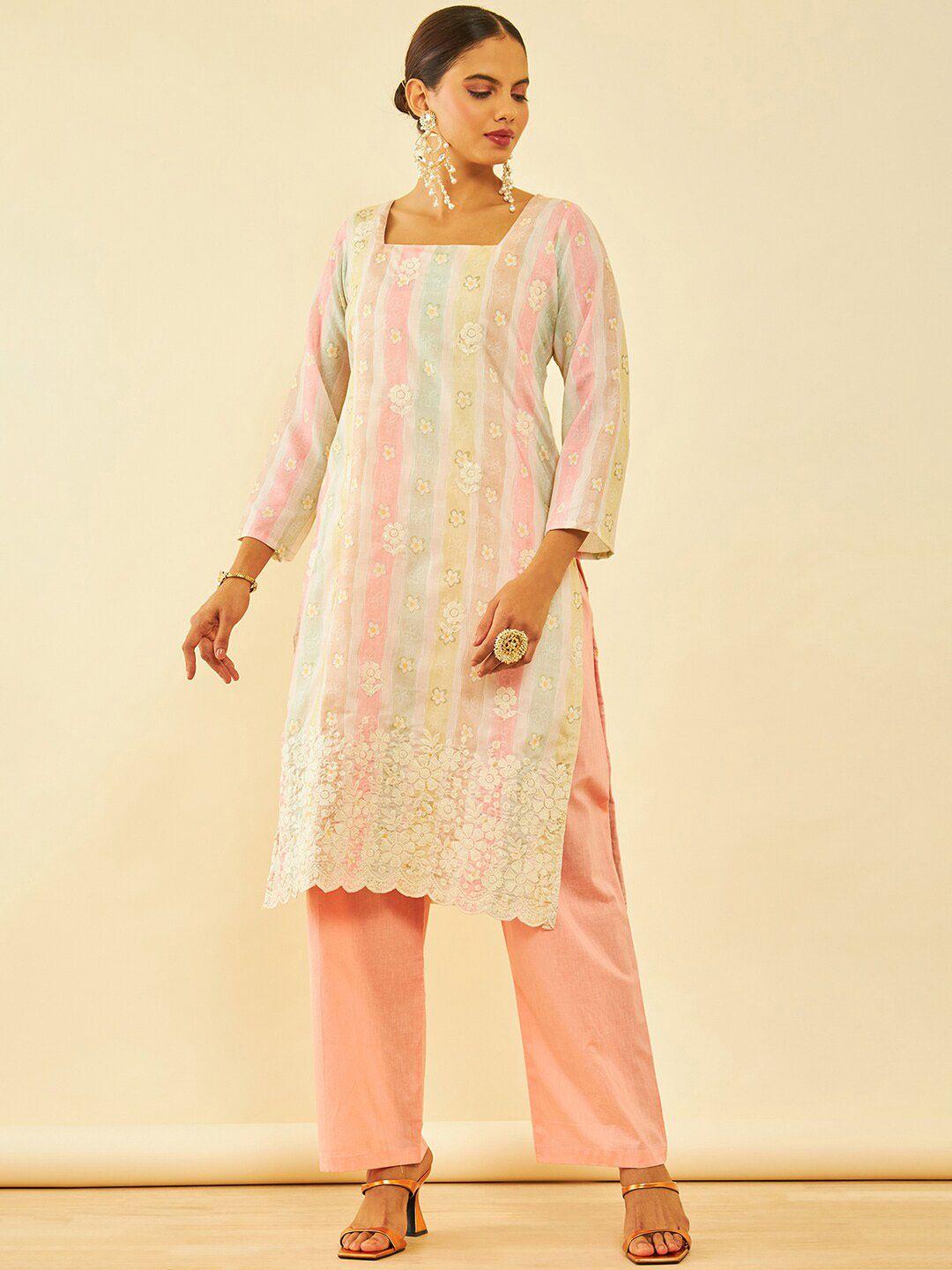 Soch Printed Pure Cotton Unstitched Dress Material