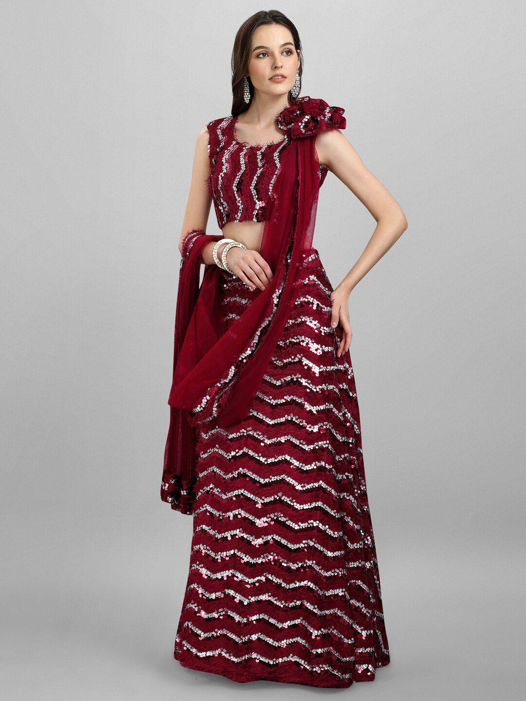 KALINI Embellished Sequinned Semi-Stitched Lehenga & Unstitched Blouse With Dupatta
