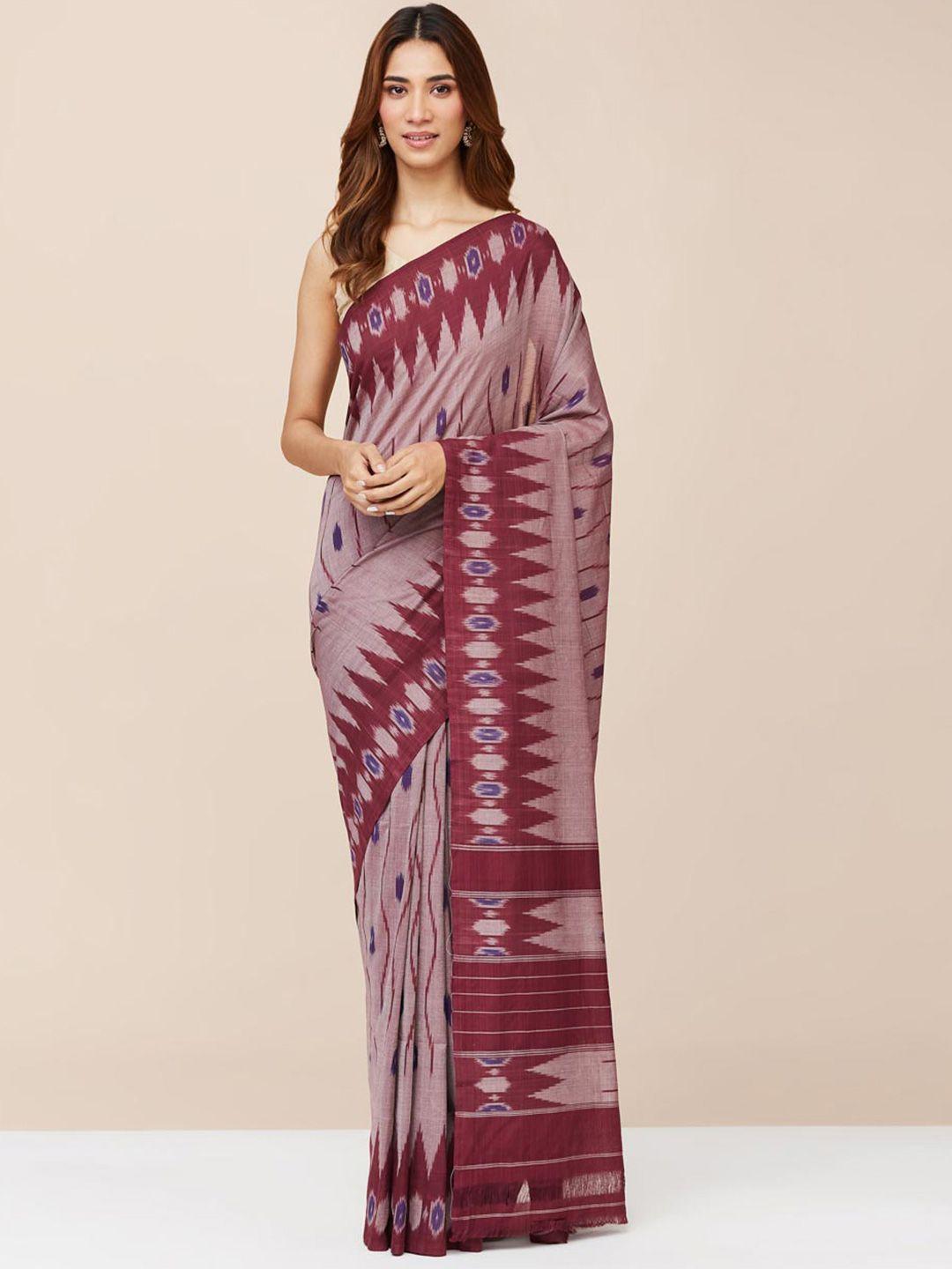 fabindia-geometric-woven-designed-pure-cotton-saree