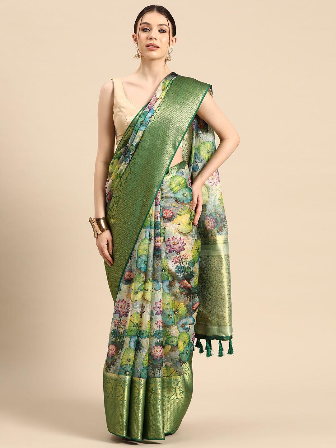 silk-land-floral-printed-zari-muga-saree