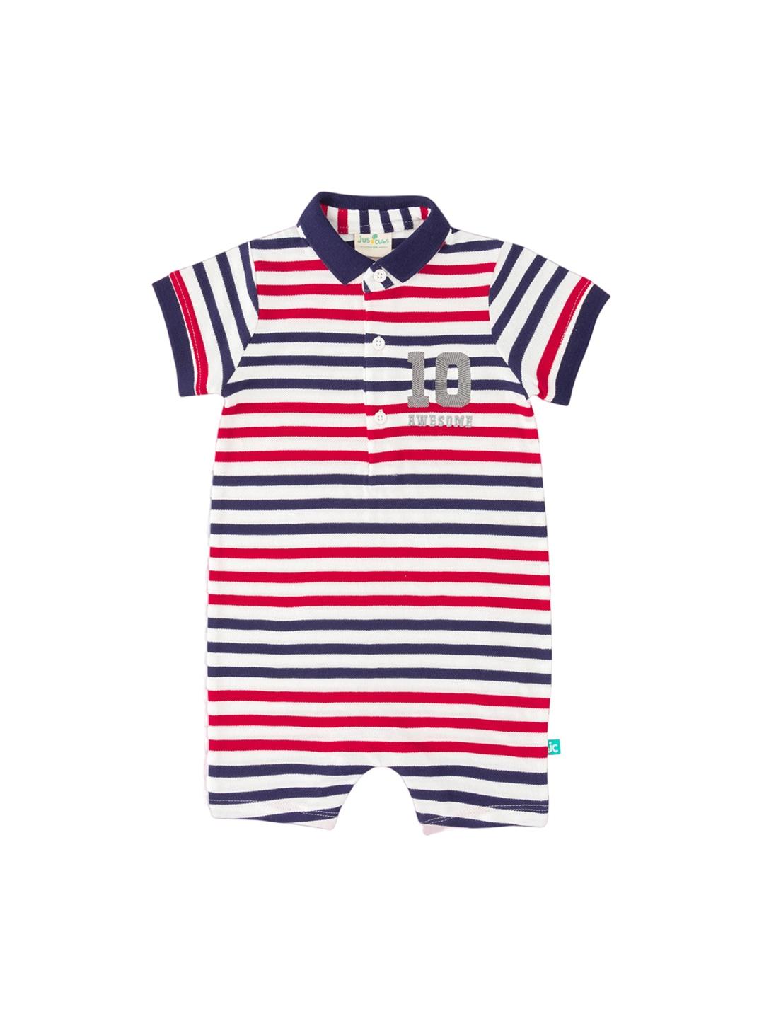 JusCubs Infant  Striped Cotton Rompers
